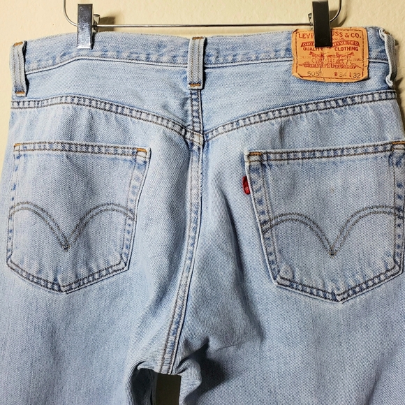 Levi's Vtg 90'S 505 Straight Leg Light Wash Men's Jean's Sz:34x32 (Rare Red Tab) - Picture 7 of 16